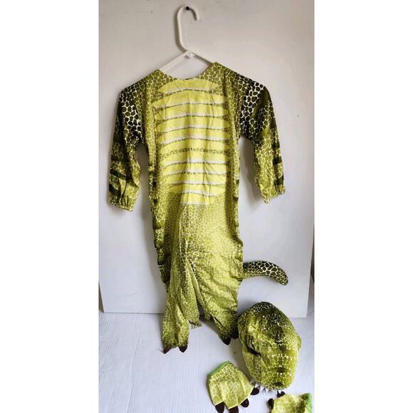 T-Rex Costume Toddler 2T/4T Kids Dinosaur Halloween Green Yellow Jumpsuit - Picture 2 of 16